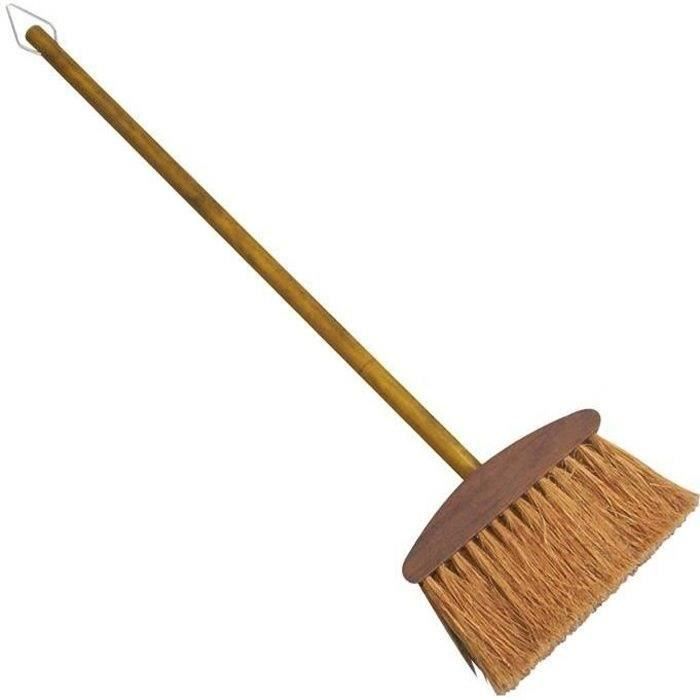 Balai d'âtre bois verni - fibres coco