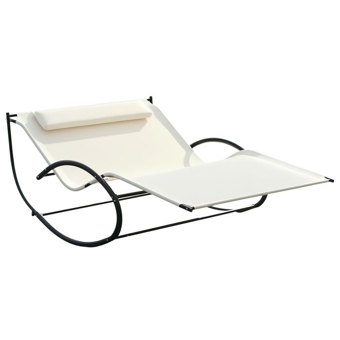 Bain De Soleil Transat A Bascule 2 Places Design Contemporain Assise Dossier Ergonomiques Oreiller Fourni Textilene Metal Noir Et Achat Vente Chaise Longue Outsunny Bain De Solei Cdiscount