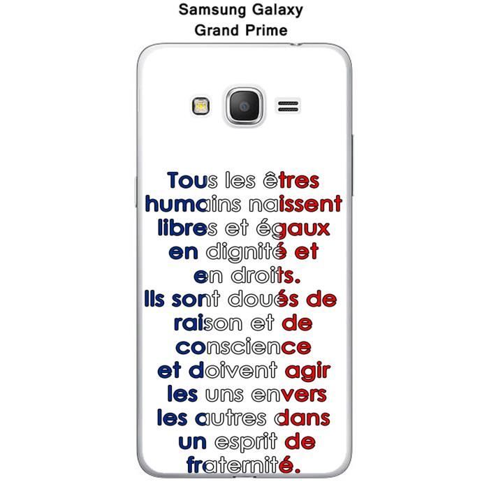 Coque Samsung Galaxy Grand Prime Sm G531f Design Citation Tous Les Etres Texte Noir Fond Blanc Cdiscount Telephonie