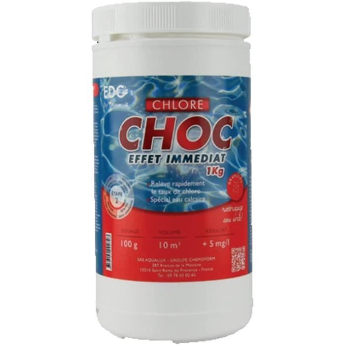 Chlore Choc (Chlore Rapide) PiscineSpécial Eau VerteEffet ImmédiatGranulésBoite 1 kgGamme