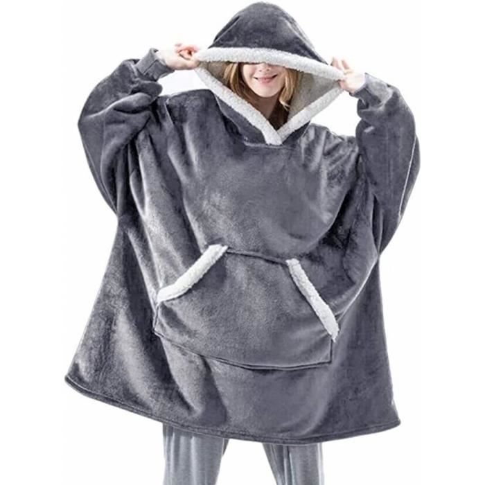 CityComfort Sweat à Capuche Géant Plaid Polaire - Poncho à Manches Adulte Homme Femme