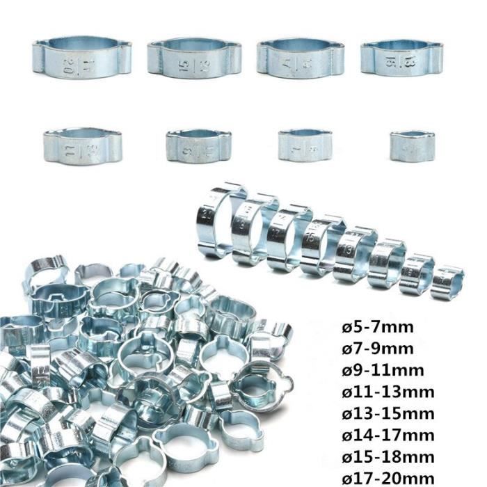 Lot de 4 colliers de serrage à double fil en acier inoxydable de 13 à