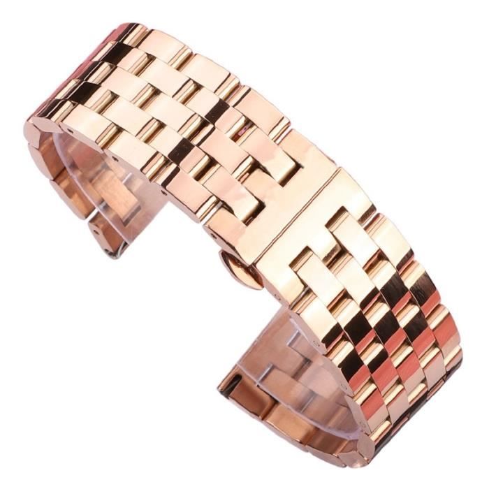 Rose Gold 20mm -Bracelet de montre en métal massif argent noir or Rose  hommes femmes 316l Bracelet de montre en acier inoxydable Bra , -  Achat/vente bracelet de montre - Cdiscount