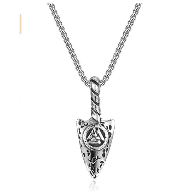 Collier viking nordique Viking boussole lance hache flèche