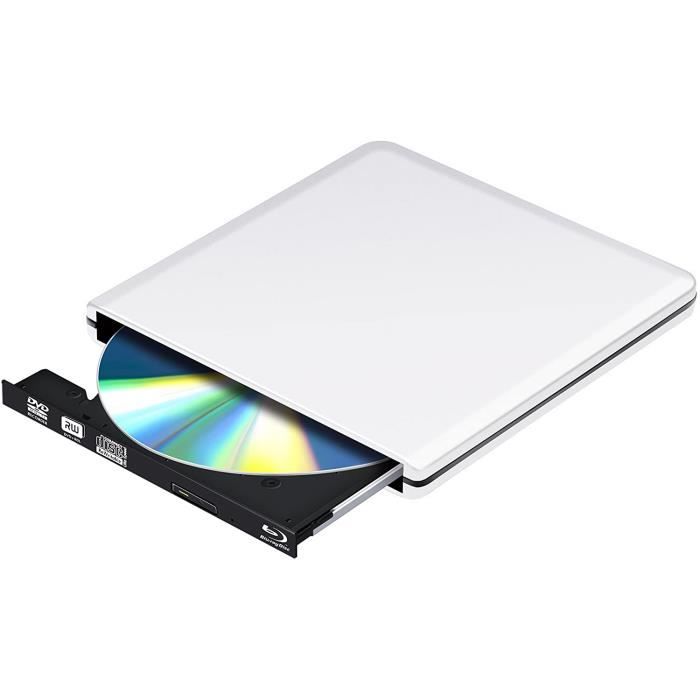 Lecteur Graveur Blu Ray Externe DVD CD 3D, USB 3.0 Slim BD CD DVD pour PC  Mac Windows : : Informatique