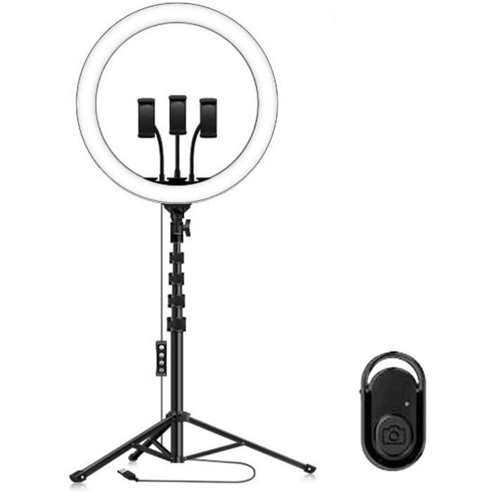 LAMPE ESCLAVE LED Ring Light pour Telephone 12'' Lampe Anneau Selfie avec 3 Modes D'Eclairage et 9 Niveaux de Luminosité pour Phot