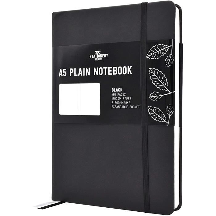 Stationery Island de Notes A5 Vierge Noir. Journal Simple