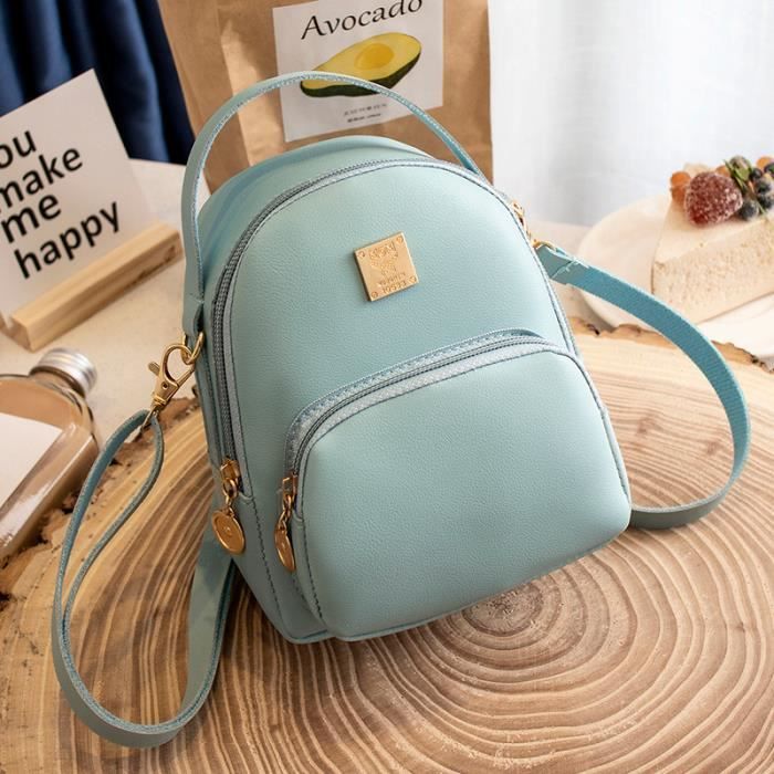 Bleu ciel Mini sac dos en cuir PU pour femmes sac bandouli re la mode organisateur de cosm tiques