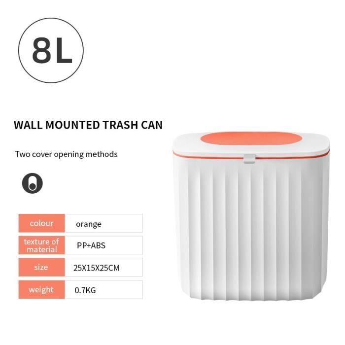 Poubelle Murale De Cuisine Yooghuge Avec Couvercle - 7L Ou 9L - À Suspendre Ou Poser - Design Pratique - 13