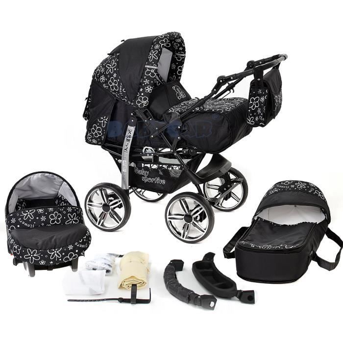 Poussette 3 En 1 Kunert Romantic - Landau, Poussette Et Siège-auto Réunis, Cadre Gris, Ultra Confort Et Sécurité