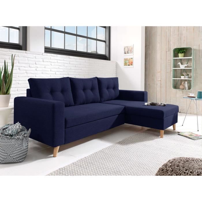 Nordic Canape Scandinave D Angle Reversible Convertible Bleu