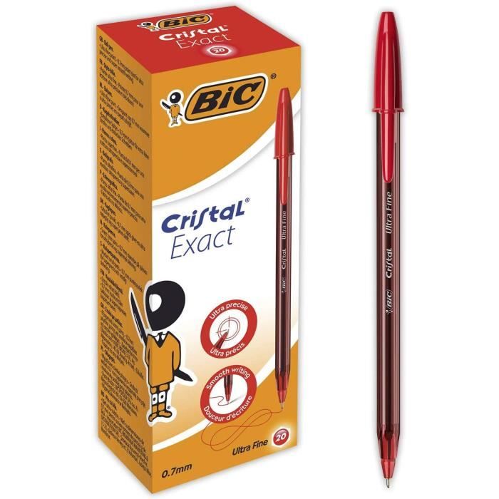Stylos Bille - Bic - Rouge - Boîte de 20 - Pointe Fine - Écriture Douce ...