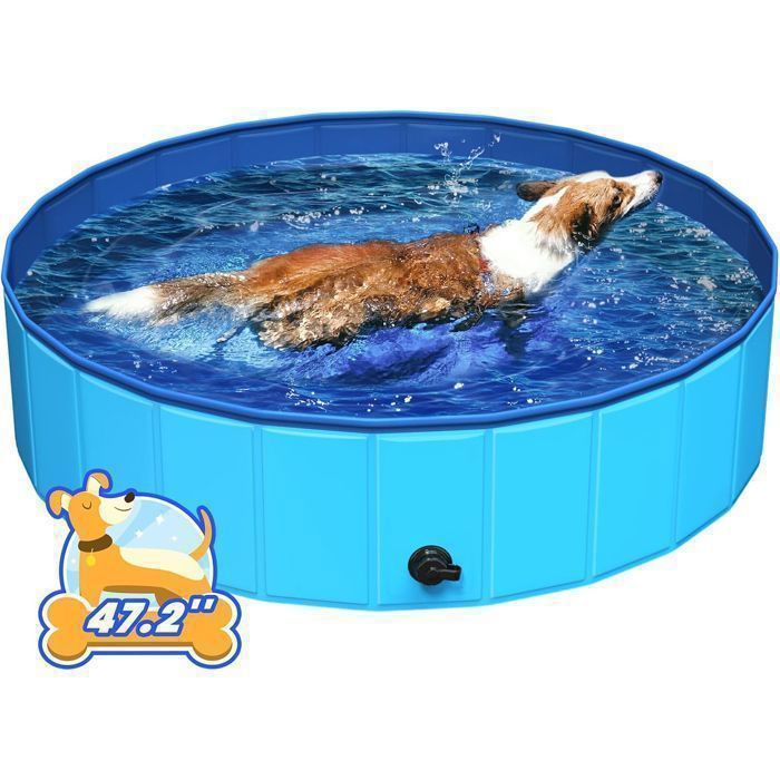 Piscine pliable pour chiens, animaux et enfants, pataugeoire portable en PVC 120x30 cm, bleue | Leroy Merlin