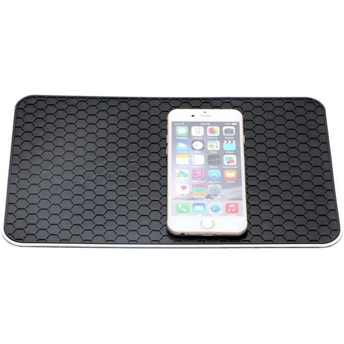 Lot De 2 Tapis Anti-Glisse Tableau De Bord Voiture - Silicium Noir 27x15cm - Pour Téléphone, Clés, Lunettes