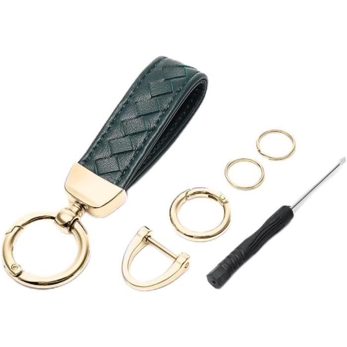 Porte-Clés Voiture En Cuir FDEETY - Tressé Main Avec Anneau En D Anti-Perte