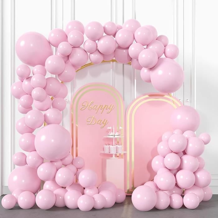 KIT ARCHE BALLONS Rose Blanc - Baby Shower Fille - Anniversaire