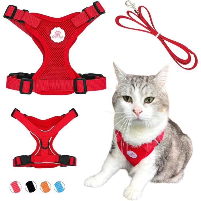 Harnais Chat Anti-évasion Ajustable - Maille Respirante, Bandes Réfléchissantes - Taille XXS Rose - Pour Chaton Et Petit Chien