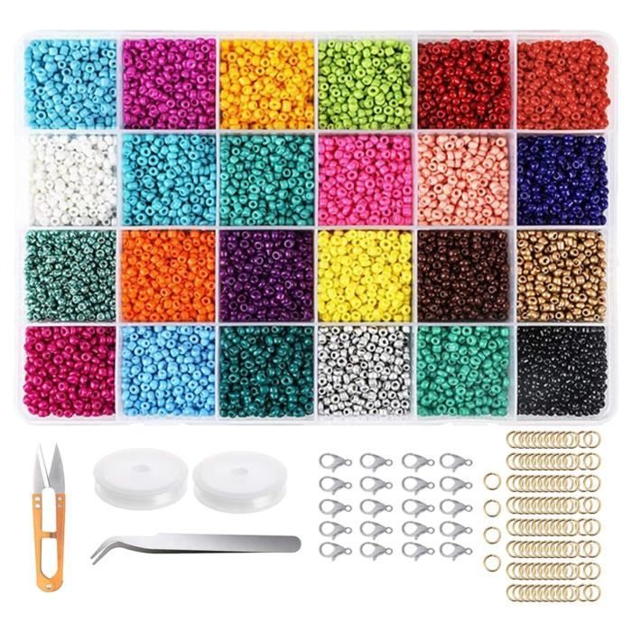 perles de rocaille en verre assorties 24 couleurs pour l'artisanat de fabrication de bijoux 16000pcs 2mm 16000 16000 pièces 2mm