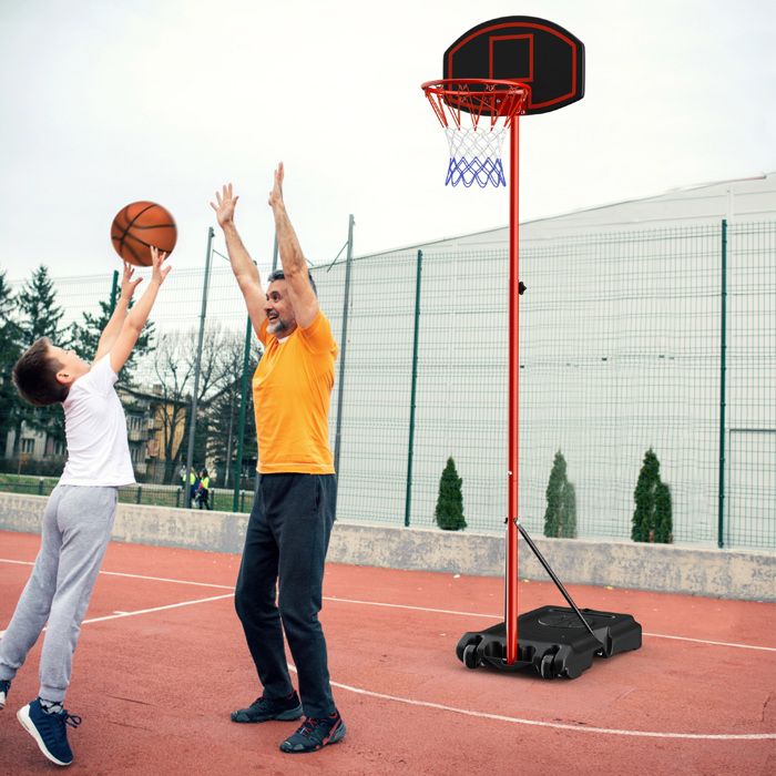 Panier De Basket-Ball Hauteur Réglable 125-305cm Support De Basketball Mobile Avec Panneau Arriere Incassable Base Remplissable Et Roues
