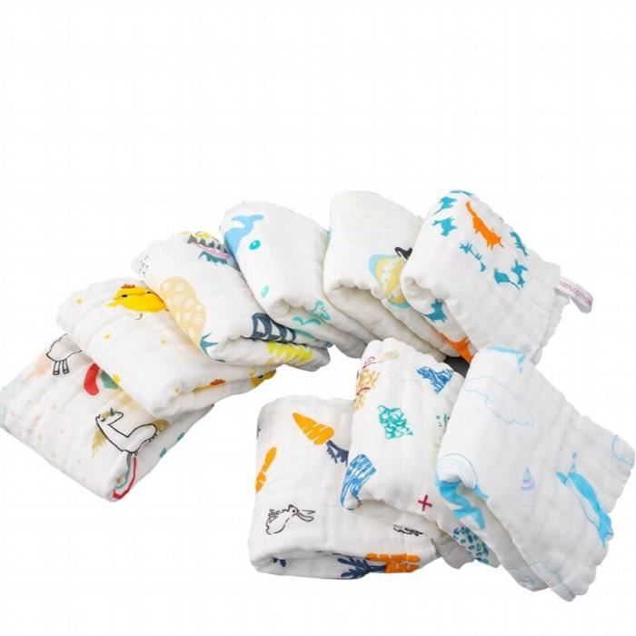 LifeTree Lot De 6 Serviettes Pour Bébé En Mousseline De Coton - Débarbouillettes Douces 27x27cm