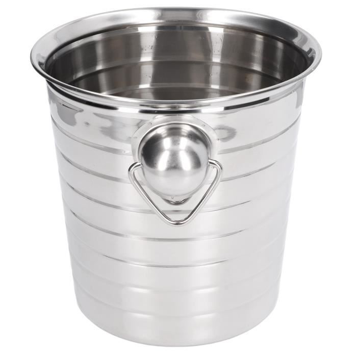 Drfeify Seau à Glace Seau à Champagne En Acier Inoxydable Double Face Double Poignée Rétro Forme