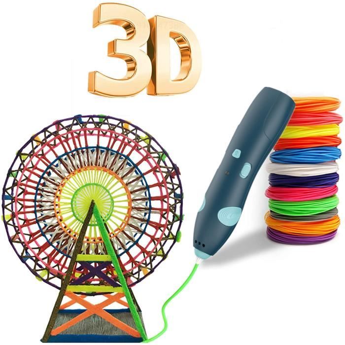 Stylo d'impression 3D pour enfants - DARMOWADE - Basse Température - 10 Couleurs Filament PLA