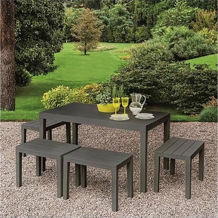 Dmora - Table d'extérieur Maratea, Étagère à Manger rectangulaire, Table de Jardin Polyvalente, 100% Made in Italy, 150x90h72 Cm, Anthracite