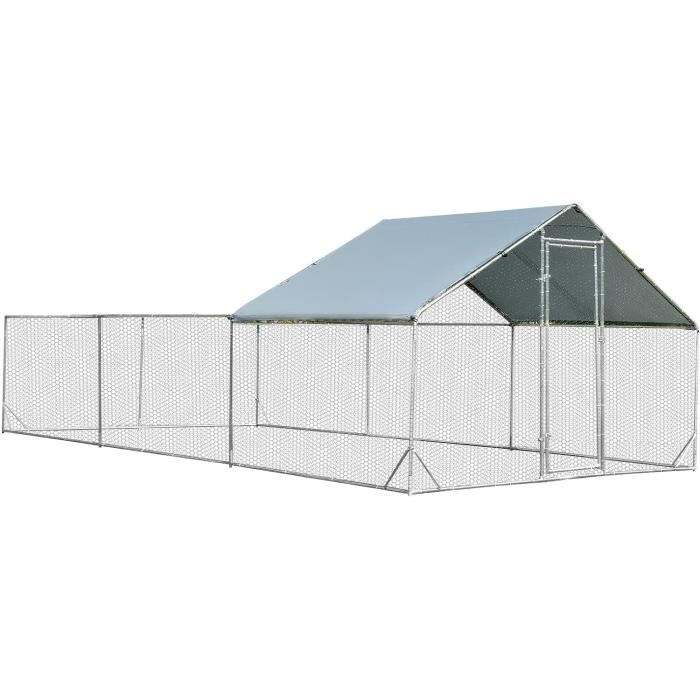 Comparer les prix de GOPLUS Poulailler en Métal 3 X 6 X 1,95 M avec Toiture Étanche et Résistant au UV, Enclos Extérieure de 18 m² pour Animaux