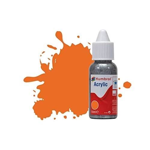 GREENHILLS HUMBROL 14ML BOTTLE OF ACRYLIC DROPPER PAINT ORANGE GLOSS D