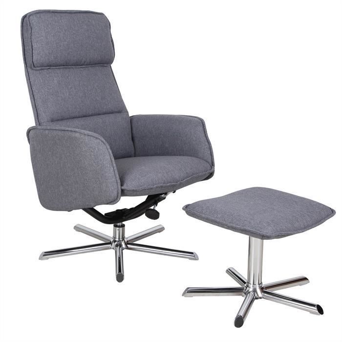 Fauteuil De Relaxation Reno Design Moderne Et Relax Avec Repose Piedspouf Siège Pivotant Dossier Inclinable Tissu Gris Anthracite