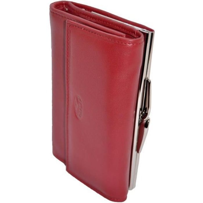 katana porte feuille porte monnaie avec fermoir en cuir réf 553011 rouge (3 couleurs disponible)