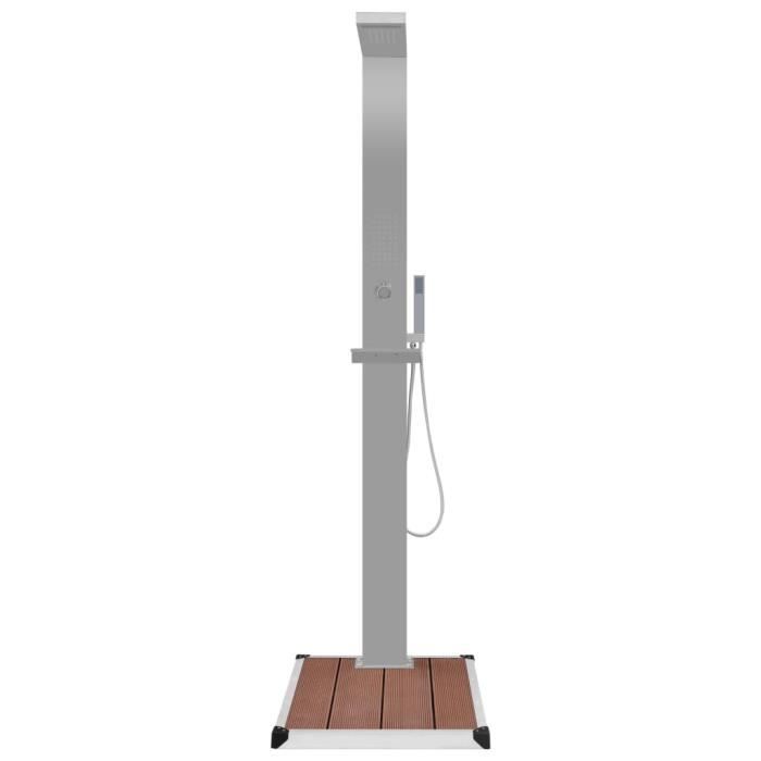 KIMISS Douche d'extérieur avec receveur de douche WPC Acier inoxydable