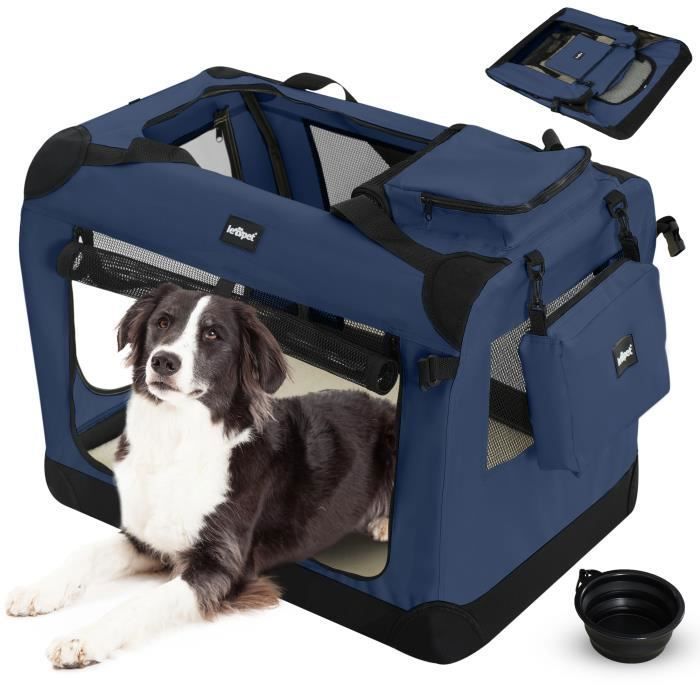 Meilleurs prix pour Leopet® Sac De Transport Pour Chiens - Gamelle, Pliable, Respirant, Taille Xl, Bleu Marine - Bagage, Panier Pour Animal De Compagnie