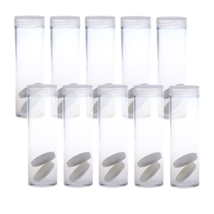 Tubes de rangement en plastique pour pièces de monnaie, fournitures de collection, tubes de rangement avec couvercle de bancs, coussin en mousse antichoc, 10 pièces  15