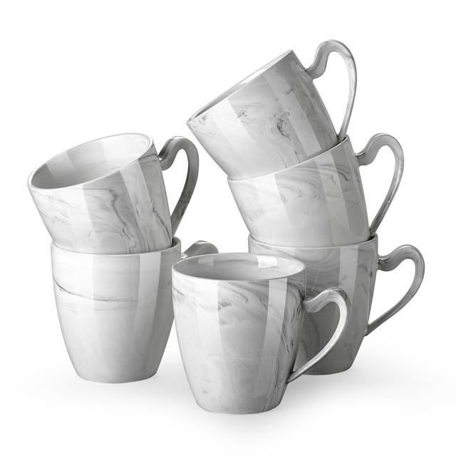 MALACASA Lot De 6 Tasses à Café En Céramique 330ml - Design Marbre Carré, Pour Café, Thé, Latte