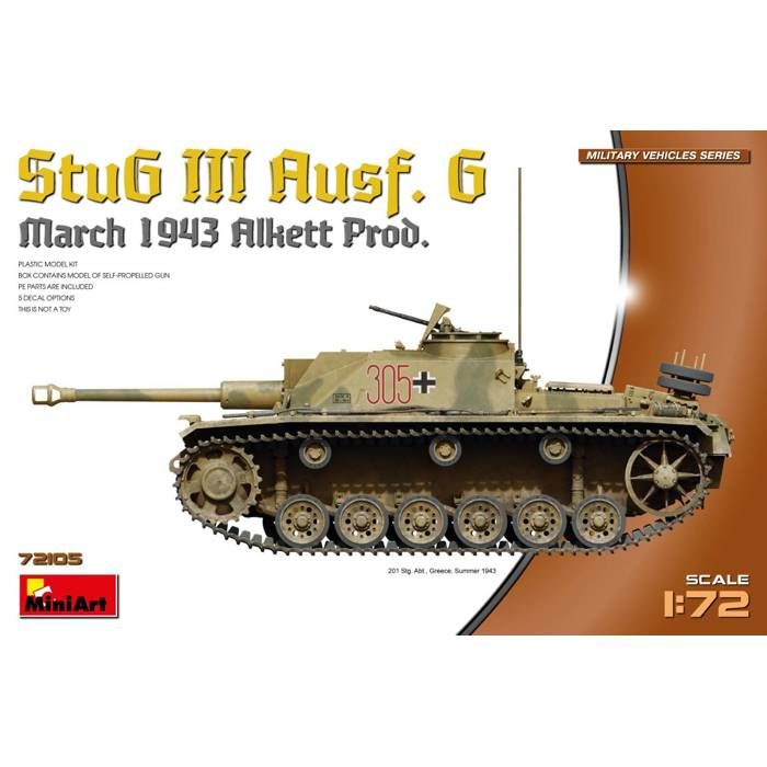 MiniArt – Maquette Char Sturmgeschütz III Ausf. G Avril 1943 – Échelle 1:72, Kit Promo