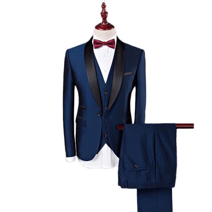 Costume Cérémonie Homme 3 Pièces Mode Costume Col Châle Vêtement Formelle Bleu Roi - Achat / Vente costume - tailleur - Cdiscount
