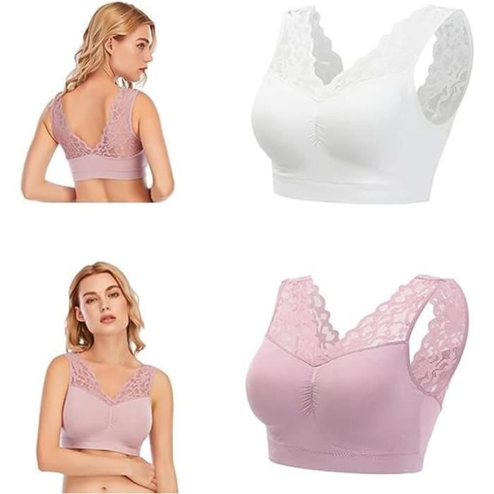Deux 2 pieces bralette piece florale sous vetements femme taille corset dentelle deux soutien gorge grande taille lingerie bralette 2pcs blanc rose Cdiscount Pret a Porter