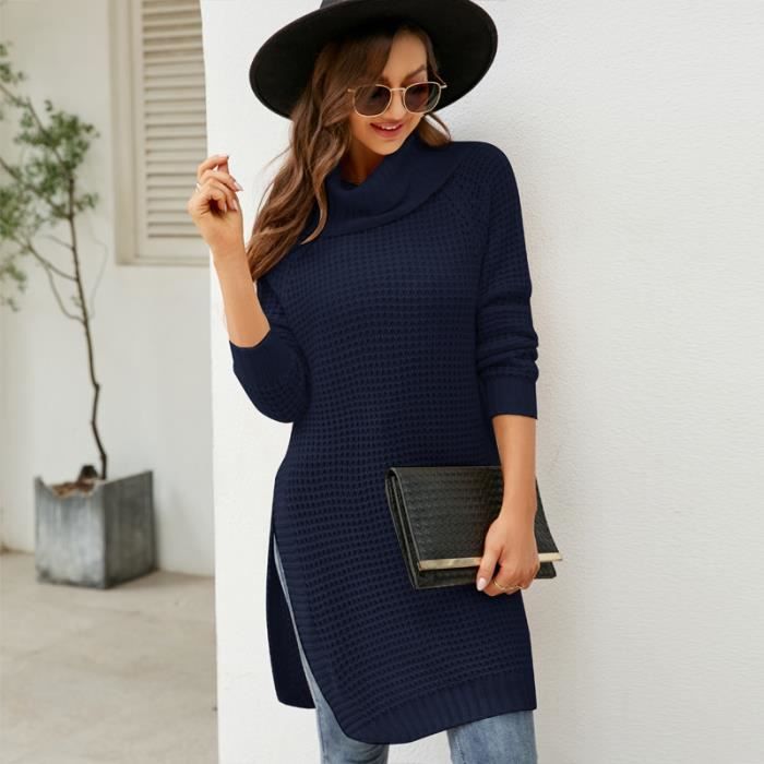 Long pull col roulé femme best sale
