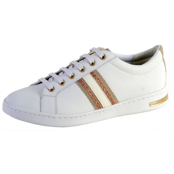 Basket Geox - Femme - D Jaysen A - Cuir - Blanc/Rose - Léger et Confortable  White/rose gold - Cdiscount Chaussures