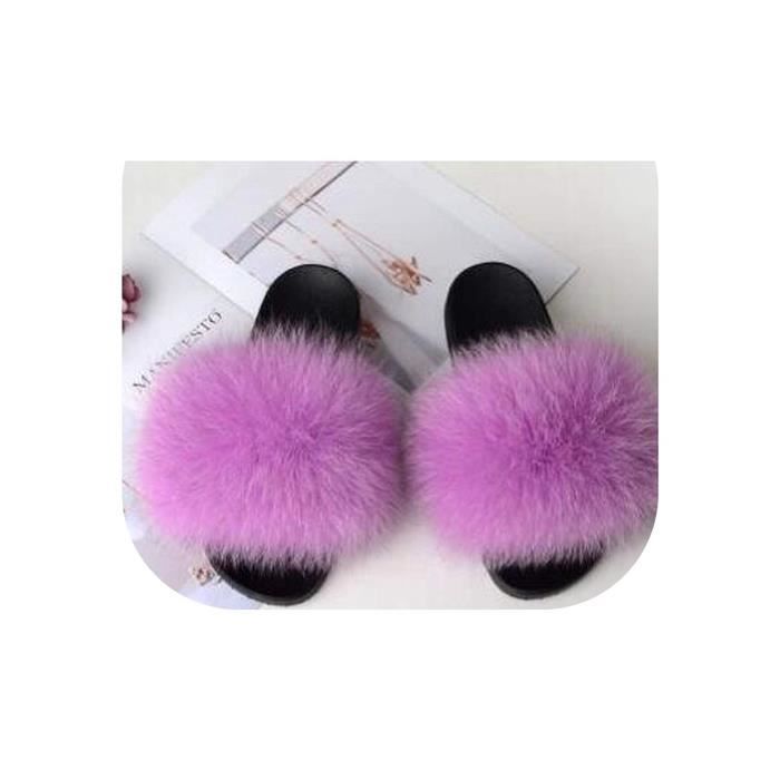 Chausson IK2GC Fourrure Accueil Sandales femme Tongs r el fourrure