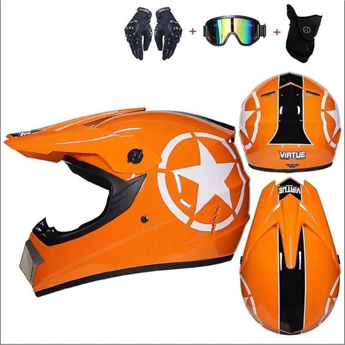 Casque Motocross Certifié DOT - Avec Masque - Pour Homme/Femme/Jeunesse - ABS Résistant - Grandes Tailles