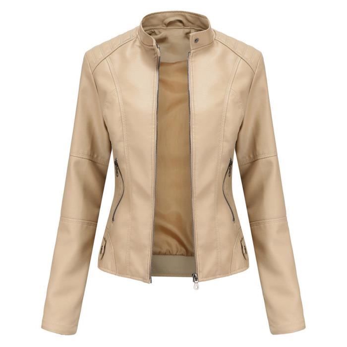 Blouson Moto Simili Cuir YYNUDA Blouson Moto Femme En Cuir PU - Style Aviateur Bomber - Fermeture Zippée - Coupe Casual - Taille XS-2XL Veste Cuir Pu Femme