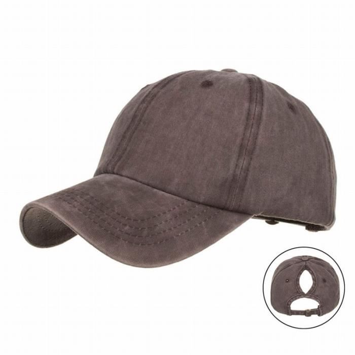 Casquette De Baseball à Paillettes Avec Fente Pour Queue De Cheval – Taille Réglable Velcro, Unisexe, Visière - 11
