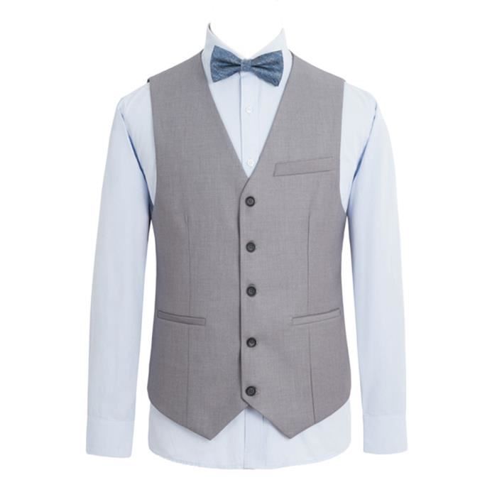 Gilet De Costume Homme Élégant Uni - Style Décontracté Business, Boutonnage Simple En Coton Confortable