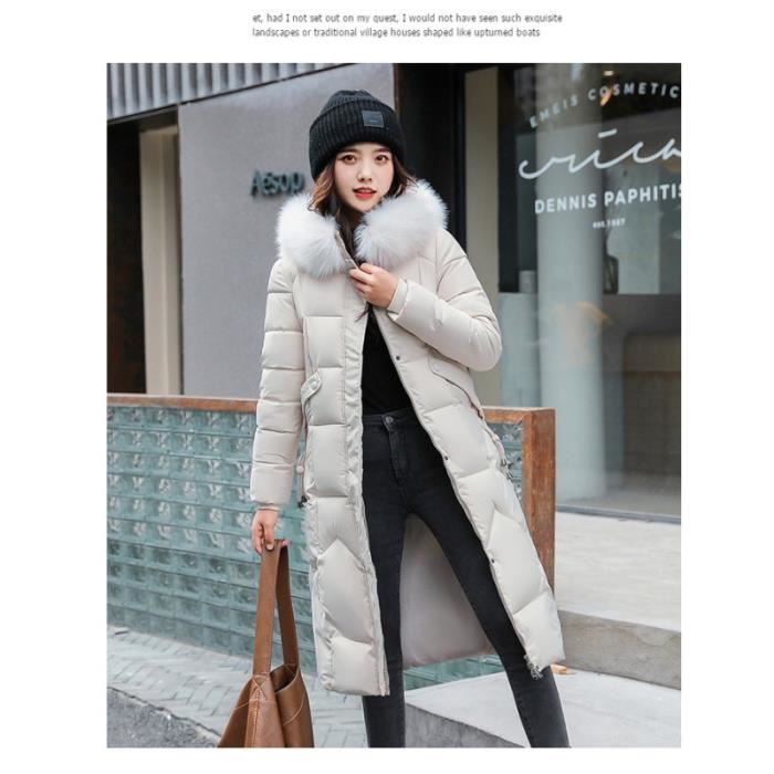 Manteau d'hiver pour femme avec grosse capuche lignée de fourrure