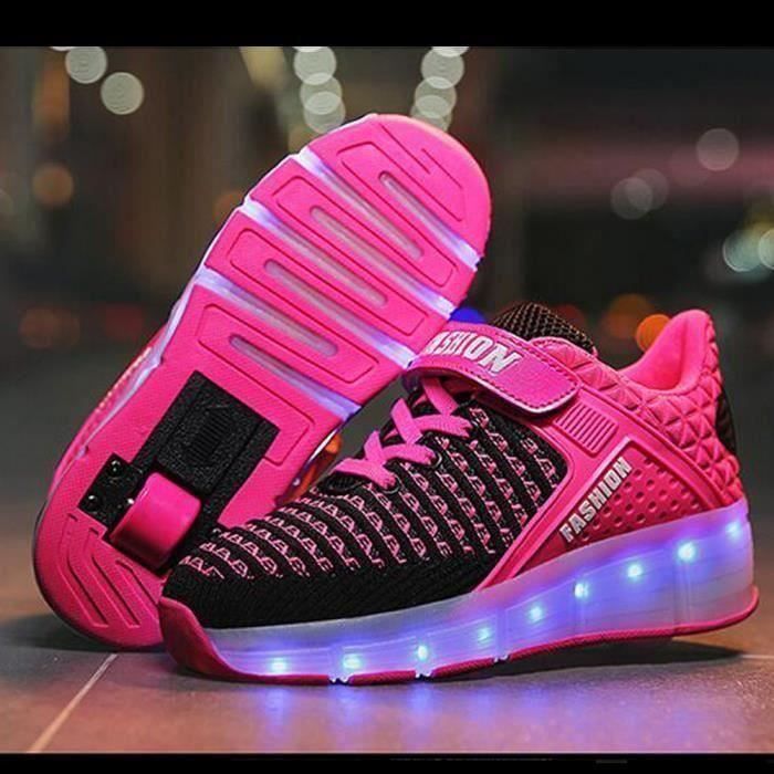 Baskets Enfants Roulettes Mesh Chaussures USB Charge LED Chaussures Garçons Filles Skateshoes