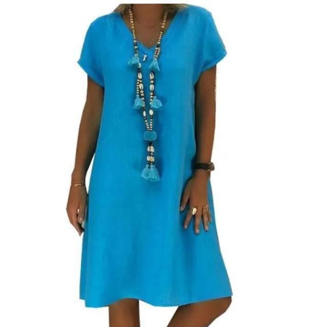 Femme Robe Chic Robe Été Robe De Plage Col V Casual Grande Taille Robe
