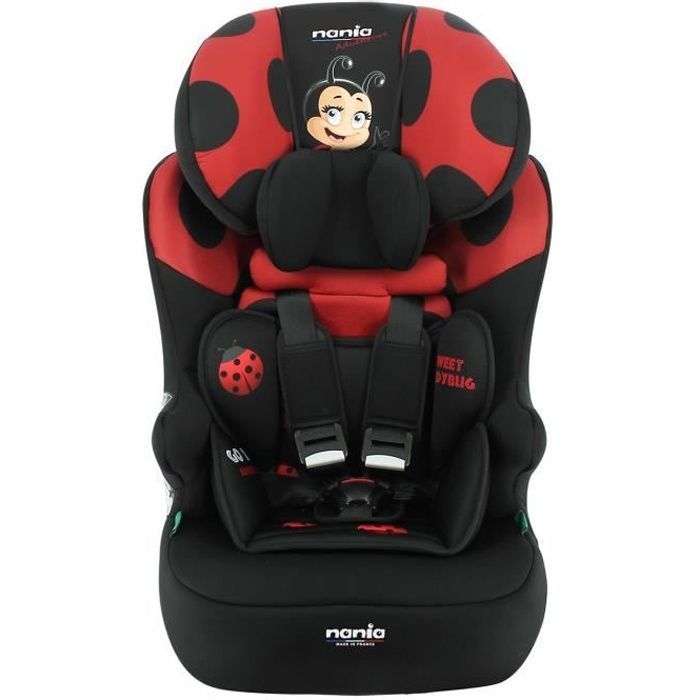 Nania - Siège auto ceinturé RACE I 76-140 cm R129 i-Size – De 3 à 10 ans - Têtière réglable - Inclinable - Coccinelle