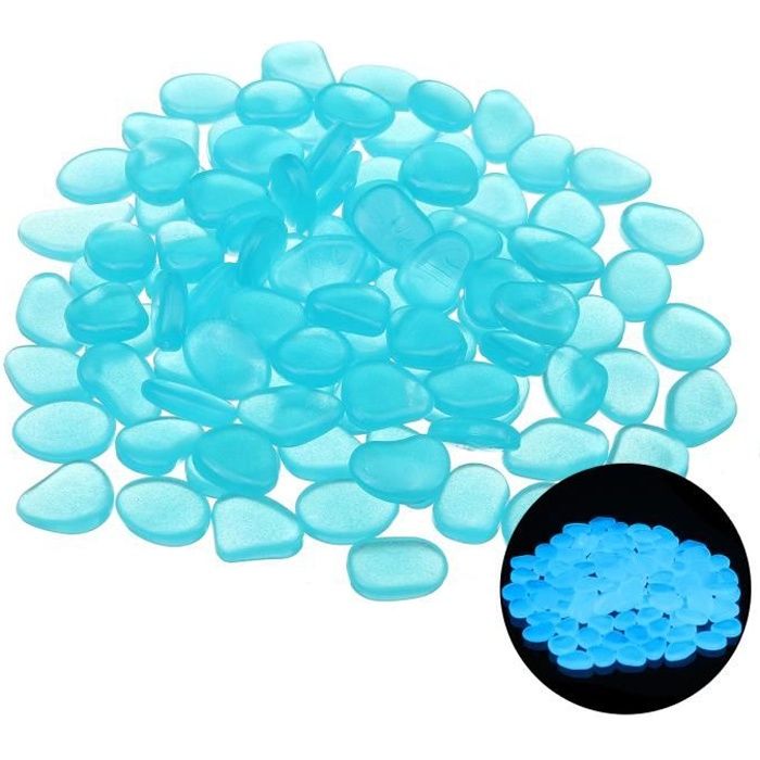 100PCS Pierre lumineuse Exterieur Bleu lac Artificiels Galets Fluorescent Décoration Pour Jardin Chemin Piscine Aquarium Éclairage